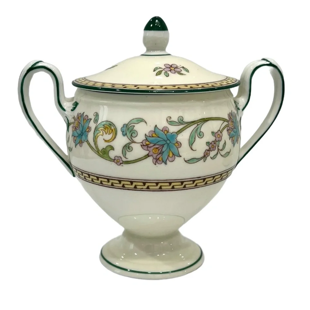 WEDGWOOD SHAH BONE CHINA: CUPS & SAUCERS, TRAY, COFFEE POT, SUGAR BOWL & CREAMER